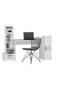 DEMONTE DECOR 5 Raflı, Çekmeceli Ve Duvar Raflı Asimo Pt Çalışma Masası Beyaz-beyaz - 5