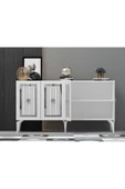DEMONTE DECOR NORRA TV SEHPASI (alt modül) ve KONSOL 2'Lİ SALON TAKIMI BEYAZ-GÜMÜŞ - 4