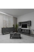 DEMONTE DECOR MADERA TV ÜNİTESİ,KONSOL ve ORTA SEHPA 3'LÜ SALON TAKIMI ANTRASİT-GÜMÜŞ - 1