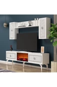 DEMONTE DECOR NİLL ŞÖMİNELİ TV  ÜNİTESİ TAKIMI BEYAZ -GÜMÜŞ - 3