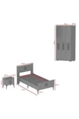 DEMONTE DECOR Asimo Çocuk Genç Odası Takımı (G-L-C) Antrasit-Beyaz - 8