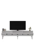 DEMONTE DECOR NORRA TV SEHPASI (alt modül) ve KONSOL 2'Lİ SALON TAKIMI BEYAZ-GÜMÜŞ - 6