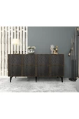 DEMONTE DECOR MERRLİN TV ÜNİTESİ,KONSOL ve ORTA SEHPA 3'LÜ SALON TAKIMI ANTRASİT-CEVİZ - 4