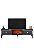DEMONTE DECOR NİLL ŞÖMİNELİ TV SEHPASI ANTRASİT-GÜMÜŞ - 5