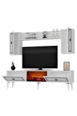 DEMONTE DECOR NİLL ŞÖMİNELİ TV  ÜNİTESİ TAKIMI BEYAZ -GÜMÜŞ - 4