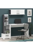 DEMONTE DECOR 5 Raflı, Çekmeceli Ve Duvar Raflı Asimo Pt Çalışma Masası Antrasit-beyaz - 1