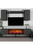 DEMONTE DECOR Sinta 180 Cm Şömineli (B) Tv Ünitesi Takımı Antrasit-antrasit - 1