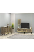 DEMONTE DECOR BARRE TV ÜNİTESİ, ORTA SEHPA VE KONSOL 3'LÜ SALON TAKIMI CEVİZ-ALTIN - 3