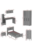 DEMONTE DECOR Asimo Çocuk Genç Odası Takımı (P-T-G-L-H-C) Antrasit-beyaz - 8