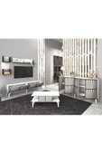 DEMONTE DECOR MERRLİN TV ÜNİTESİ,KONSOL ve ORTA SEHPA 3'LÜ SALON TAKIMI BEYAZ-CEVİZ - 1
