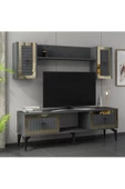 cantek dizayn Linda Tv Ünitesi Takımı Antrasit-altın - 4