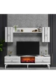 DEMONTE DECOR PELİN TV ÜNİTESİ TAKIMI ŞÖMİNELİ BEYAZ-GÜMÜŞ - 1
