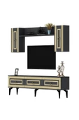 DEMONTE DECOR Karya 180 Cm Tv Ünitesi Antrasit Altın - 5
