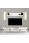 DEMONTE DECOR YUMEDİ TV ÜNİTESİ,KONSOL ve ORTA SEHPA 3'LÜ SALON TAKIMI BEYAZ-ALTIN - 7