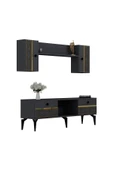 DEMONTE DECOR ALLEGRO TV ÜNİTESİ TAKIMI ANTRASİT-ALTIN (CEVİZ DESEN) - 4