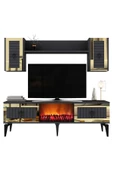 DEMONTE DECOR LİİNDA TV ÜNİTESİ ŞÖMİNELİ TAKIM ANTRASİT-ALTIN - 5