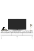 DEMONTE DECOR Deffne 180 Cm Tv Sehpası Beyaz-gümüş - 4