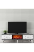 DEMONTE DECOR VARNA TV SEHPASI ŞÖMİNELİ (ALT MODÜL )ANTRASİT-BEYAZ - 1