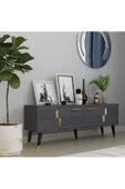 DEMONTE DECOR 2 Raflı, Kapaklı 150 Cm Moda Tv Ünitesi Antrasit-altın - 1
