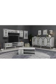 DEMONTE DECOR YUMEDİ TV ÜNİTESİ,KONSOL ve ORTA SEHPA 3'LÜ SALON TAKIMI BEYAZ-ALTIN - 1