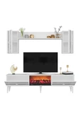 DEMONTE DECOR PELİN TV ÜNİTESİ TAKIMI ŞÖMİNELİ BEYAZ-GÜMÜŞ - 5