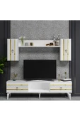 DEMONTE DECOR PELİN TV ÜNİTESİ ve KONSOL 2'Lİ SALON TAKIMI BEYAZ-ALTIN - 2