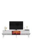 DEMONTE DECOR PELİN TV SEHPASI ŞÖMİNELİ BEYAZ-GÜMÜŞ - 5