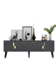 DEMONTE DECOR 2 Raflı, Kapaklı 150 Cm Moda Tv Ünitesi Antrasit-altın - 2