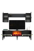 DEMONTE DECOR LİİNDA TV ÜNİTESİ ŞÖMİNELİ TAKIM ANTRASİT-ALTIN - 6