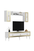 DEMONTE DECOR Ponny 180 Cm Tv Ünitesi Beyaz Altın - 5