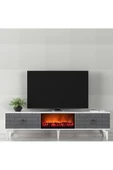 DEMONTE DECOR VARNA TV SEHPASI ŞÖMİNELİ (ALT MODÜL ) BEYAZ ANTRASİT - 1