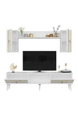 DEMONTE DECOR PELİN TV ÜNİTESİ ve KONSOL 2'Lİ SALON TAKIMI BEYAZ-ALTIN - 5