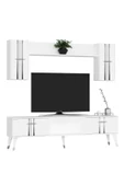 DEMONTE DECOR ASSEL TV ÜNİTESİ TAKIMI BEYAZ-GÜMÜŞ - 4
