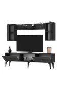 DEMONTE DECOR 4 Kapaklı, 2 Raflı Herry Tv Ünitesi Takım Antrasit-altın - 7