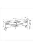 DEMONTE DECOR 2 Raflı, Kapaklı 150 Cm Moda Tv Ünitesi Antrasit-altın - 6
