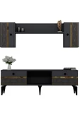 DEMONTE DECOR ALLEGRO TV ÜNİTESİ TAKIMI ANTRASİT-ALTIN (CEVİZ DESEN) - 3
