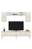 DEMONTE DECOR Ponny 180 Cm Tv Ünitesi Beyaz Altın - 4