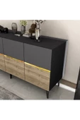 DEMONTE DECOR Tedyy Lazer Kesimli Pleksi Detaylı Konsol Antrasit-ceviz-altın - 4