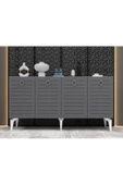 DEMONTE DECOR Arona Konsol 4 Kapaklı Raflı Beyaz- Antrasit - 1