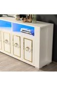 DEMONTE DECOR CALVİNN LED AYDINLATMALI KONSOL BEYAZ-ALTIN - 3
