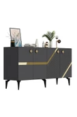 DEMONTE DECOR İRİS KONSOL 4 KAPAKLI RAFLI ANTRASİT-ALTIN - 5