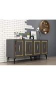 DEMONTE DECOR VANNESSA LAZER DESENLİ PLEKSİLİ KONSOL ANTRASİT-ALTIN - 4