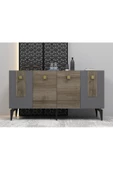 DEMONTE DECOR LUNA KONSOL 4 KAPAKLI 4 RAFLI CEVİZ - ANTRASİT - 1