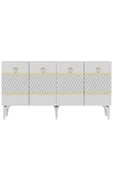 DEMONTE DECOR PELİN KONSOL 4 KAPAKLI RAFLI BEYAZ-ALTIN - 4