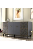 DEMONTE DECOR VESTA KONSOL 4 KAPAKLI  ANTRASİT (CEVİZ DESEN) - 1