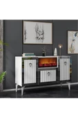DEMONTE DECOR LİİNDA ŞÖMİNELİ KONSOL BEYAZ-GÜMÜŞ - 3