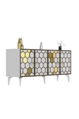 DEMONTE DECOR PETTEK LAZER KESİMLİ KONSOL BEYAZ-ALTIN - 6
