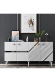 DEMONTE DECOR İRİS KONSOL 4 KAPAKLI RAFLI BEYAZ-GÜMÜŞ - 2
