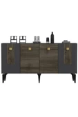 DEMONTE DECOR LUNA KONSOL 4 KAPAKLI 4 RAFLI CEVİZ - ANTRASİT - 3