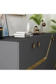 DEMONTE DECOR İRİS KONSOL 4 KAPAKLI RAFLI ANTRASİT-ALTIN - 3